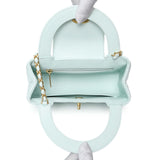 Chanel Light Blue Shiny Aged Calfskin Quilted Nano Kelly Shopper Handbags Chanel