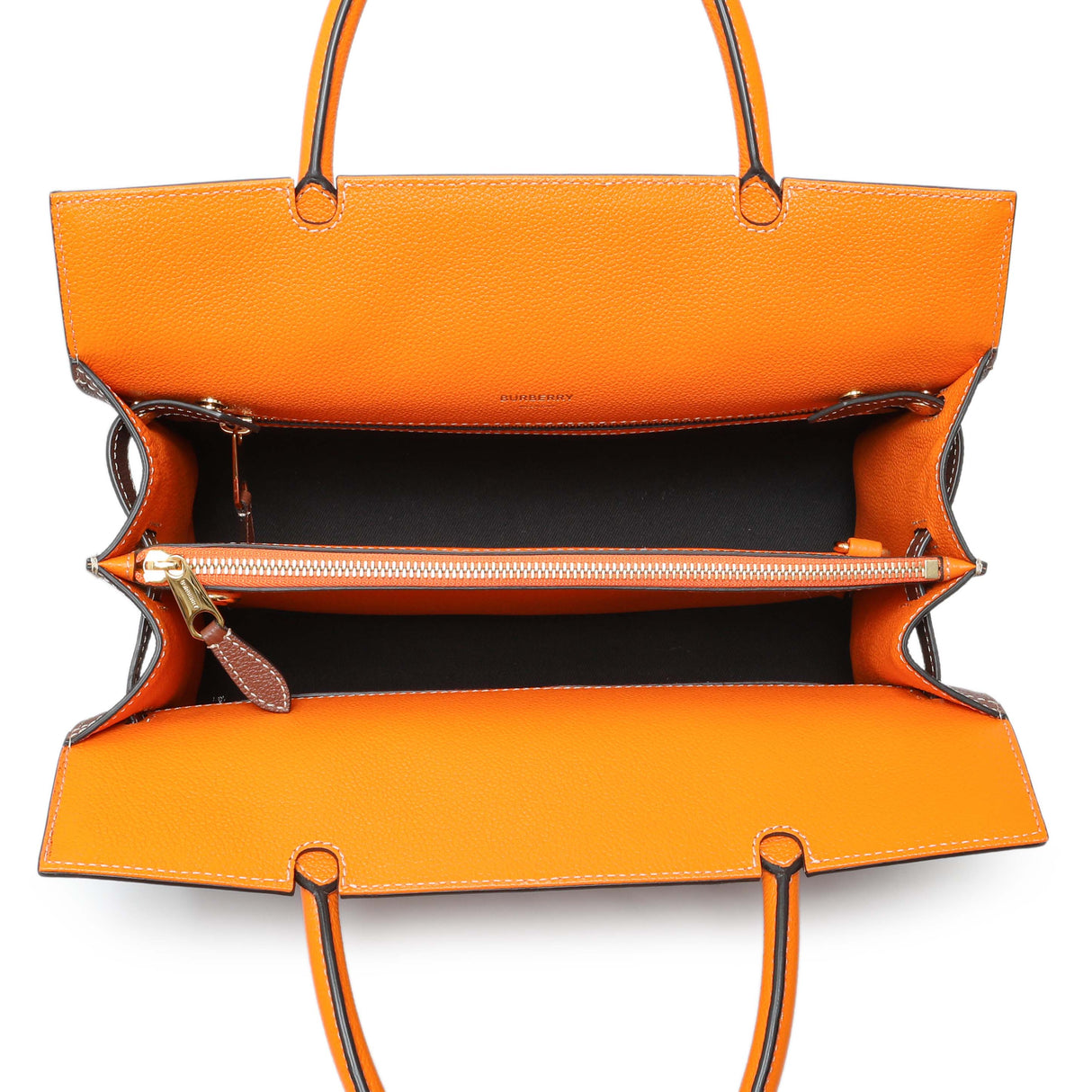 Burberry Brown Orange Calfskin Small Title Bag Handbags Burberry