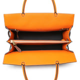 Burberry Brown Orange Calfskin Small Title Bag Handbags Burberry