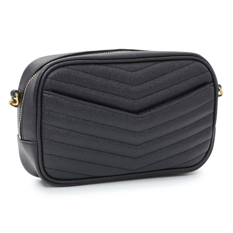 Saint Laurent Navy Grain De Poudre Matelasse Monogram Mini Lou Camera Bag