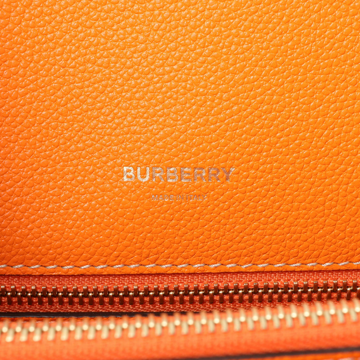 Burberry Brown Orange Calfskin Small Title Bag Handbags Burberry