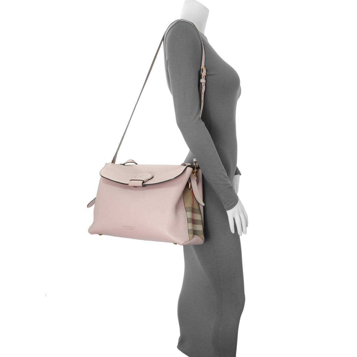 Burberry Pale Orchid Derby Calfskin House Check Medium Camberley Handbags Burberry