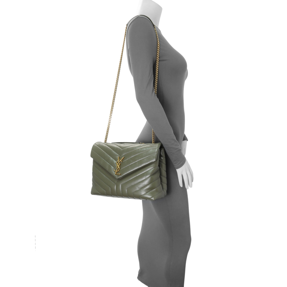 Saint Laurent Calfskin Y Quilted Monogram Medium Loulou Chain Satchel Handbags Saint Laurent