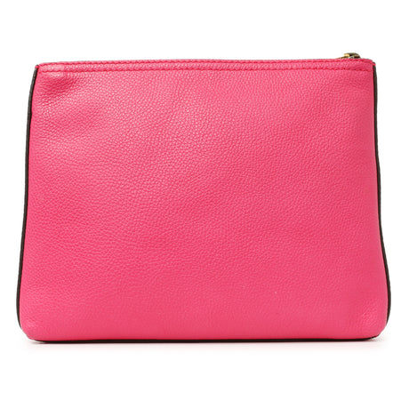 Gucci Pink Pebbled Calfskin Logo Portfolio Clutch