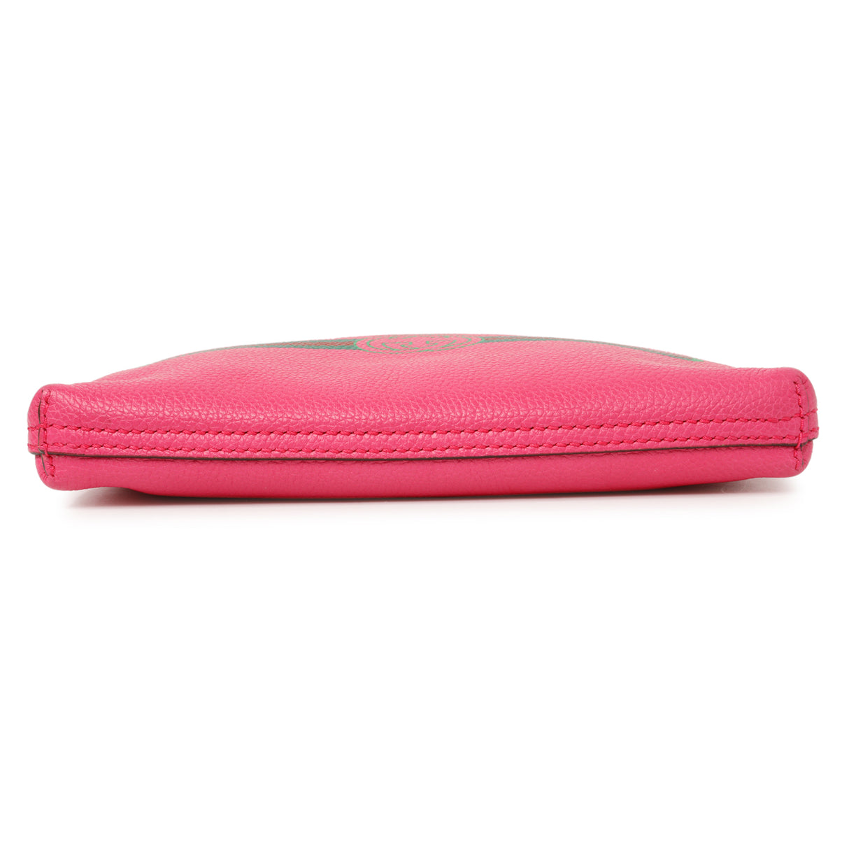 Gucci Pink Pebbled Calfskin Logo Portfolio Clutch