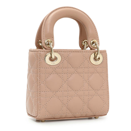 Christian Dior Lambskin Cannage Micro Lady Dior