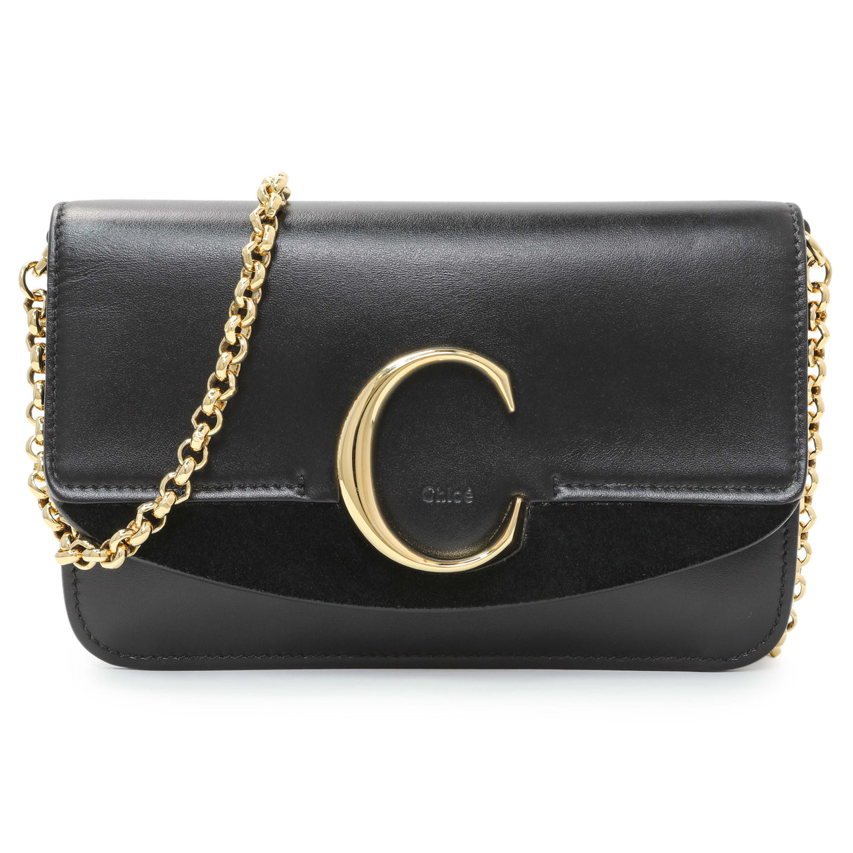 Chloe Black Calfskin C Chain Clutch Handbags Chloe