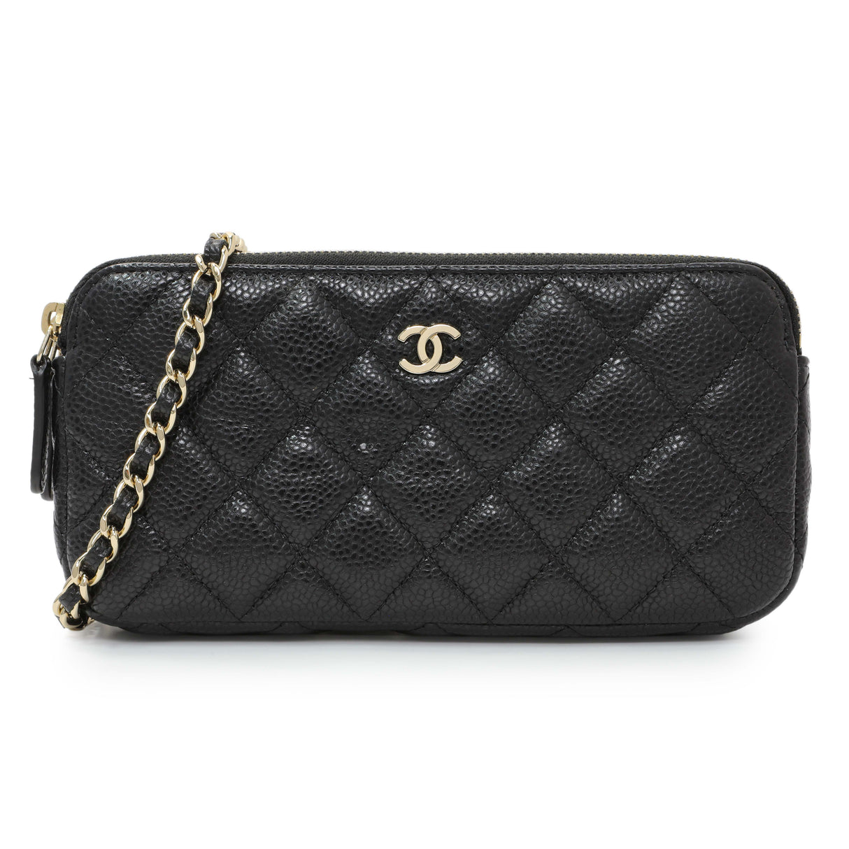 Chanel Black Caviar Quilted Small Clutch With Chain