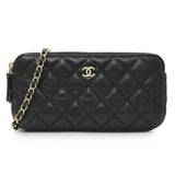 Chanel Black Caviar Quilted Small Clutch With Chain