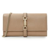 Gucci Beige Pebbled Calfskin Jackie 1961 Chain Wallet Handbags Gucci