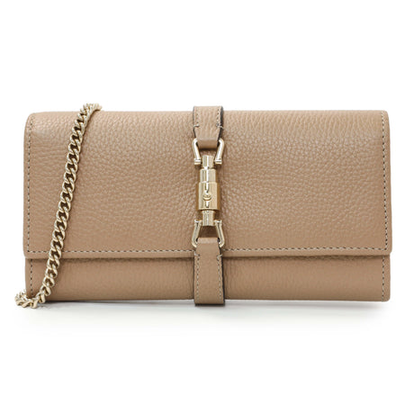 Gucci Beige Pebbled Calfskin Jackie 1961 Chain Wallet Handbags Gucci