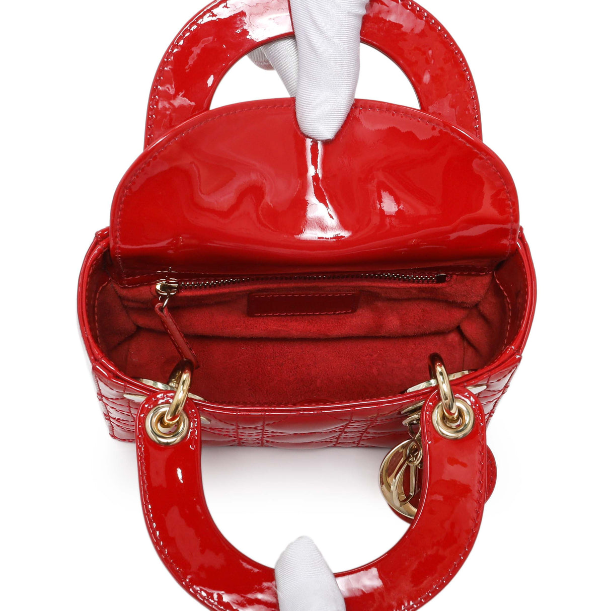 Christian Dior Red Patent Cannage Mini Lady Dior Handbags Christian Dior