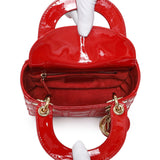 Christian Dior Red Patent Cannage Mini Lady Dior Handbags Christian Dior
