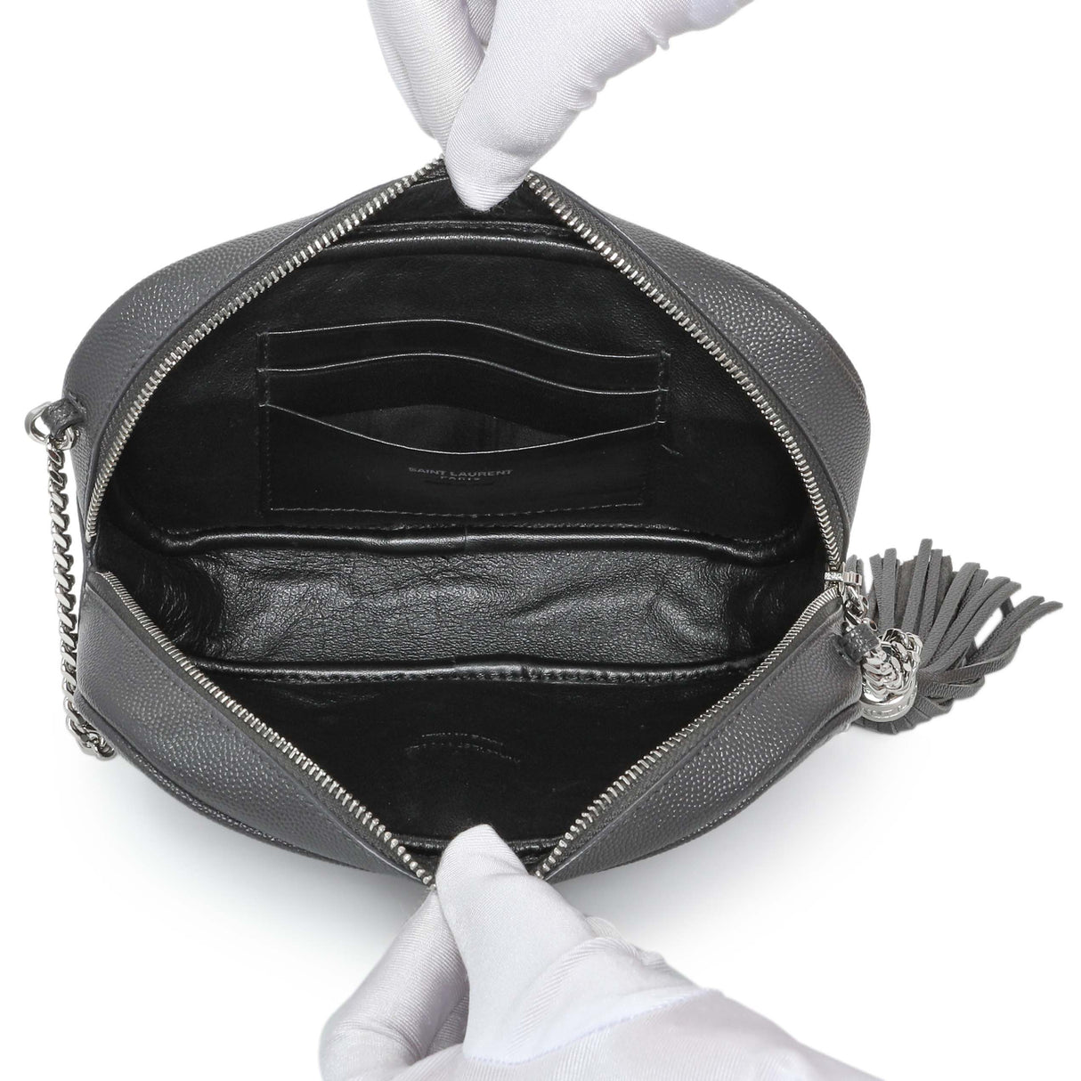 Saint Laurent Grey Grain De Poudre Matelasse Monogram Mini Lou Camera Bag Handbags Saint Laurent