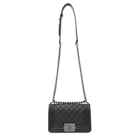 Chanel Black Quilted Calfskin Small Boy Flap Handbags Chanel