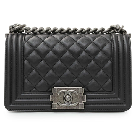 Chanel Black Quilted Calfskin Small Boy Flap Handbags Chanel