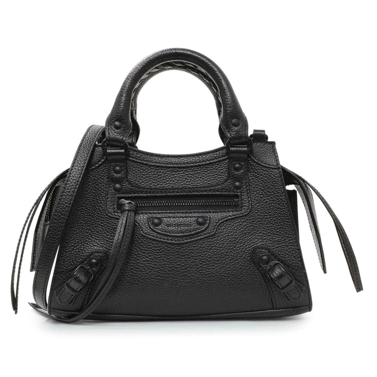 Balenciaga Black Grained Calfskin Neo Nano City Crossbody Handbags Hermes