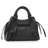 Balenciaga Black Grained Calfskin Neo Nano City Crossbody Handbags Hermes