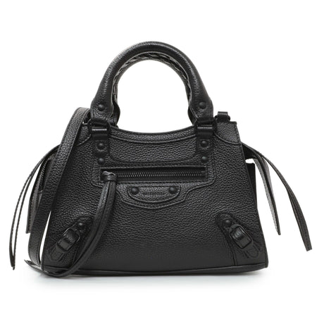 Balenciaga Black Grained Calfskin Neo Nano City Crossbody Handbags Hermes