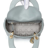 Christian Dior Grey Lambskin Cannage Mini Lady Dior