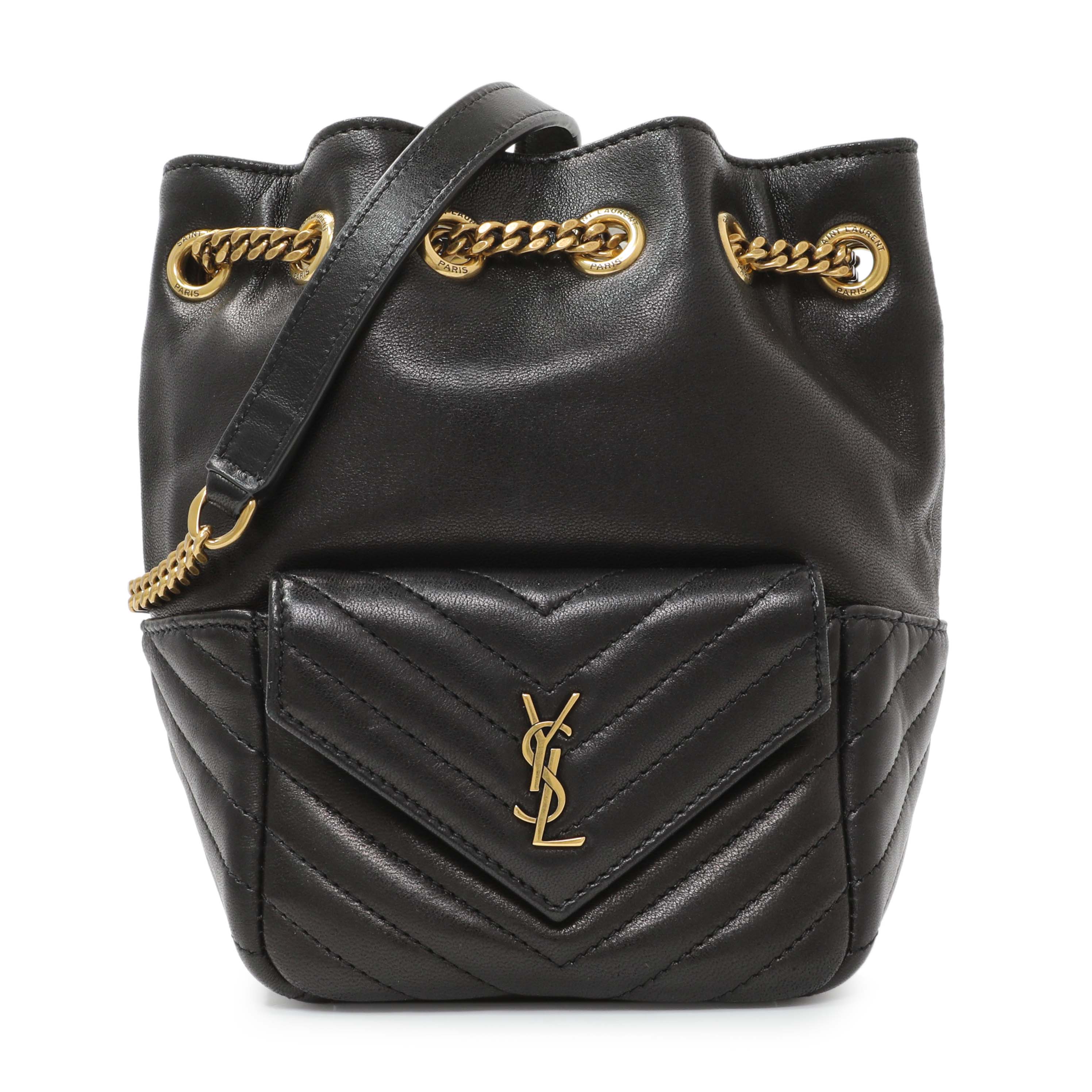 Saint Laurent Black Lambskin Matelasse Monogram Joe Nano Bucket