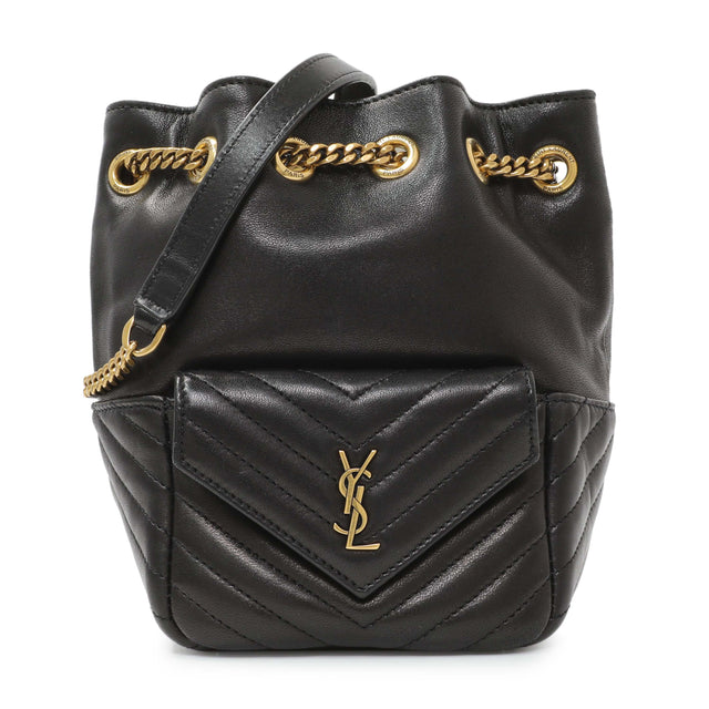 Saint Laurent Black Lambskin Matelasse Monogram Joe Nano Bucket Bag Handbags Saint Laurent