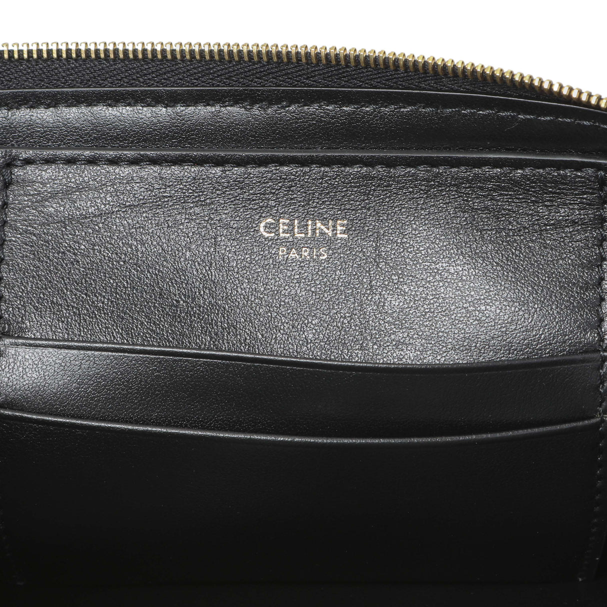 Celine Black Calfskin Quilted C Charm Pouch Accessories Celine