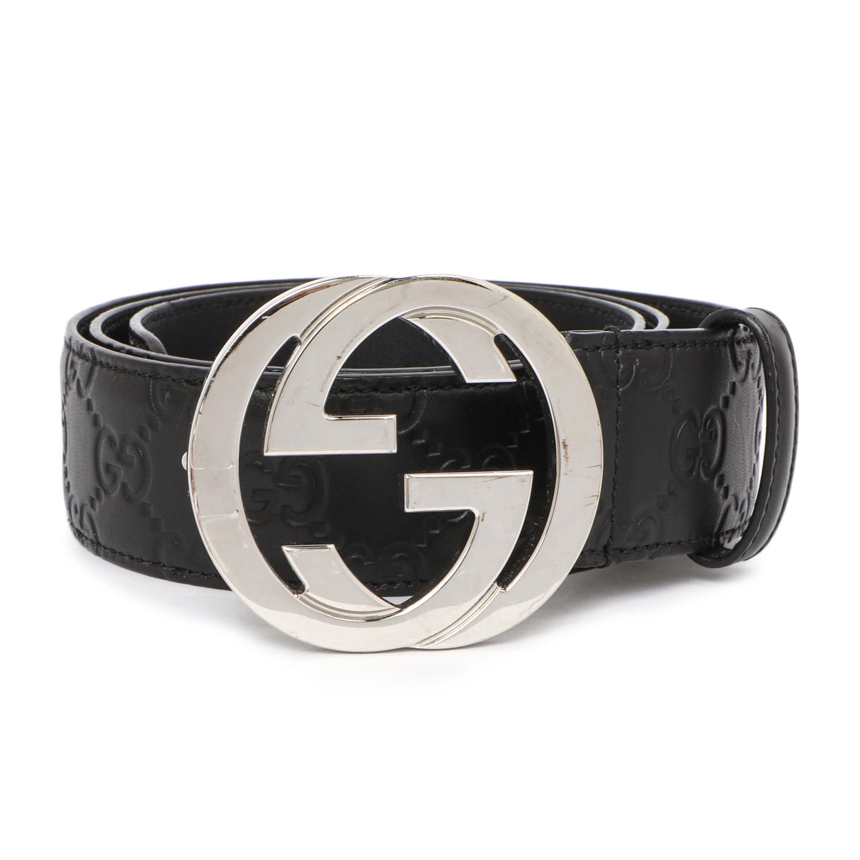Gucci Black Guccissima Interlocking G 40mm Belt