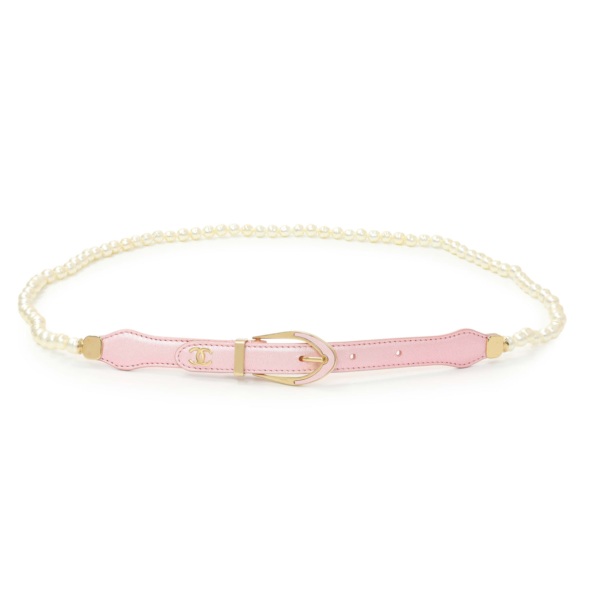 Chanel Iridescent Pink Lambskin Pearl Belt Accessories Chanel