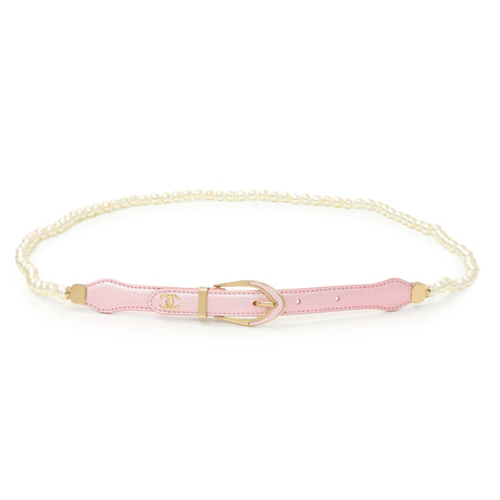 Chanel Iridescent Pink Lambskin Pearl Belt Accessories Chanel