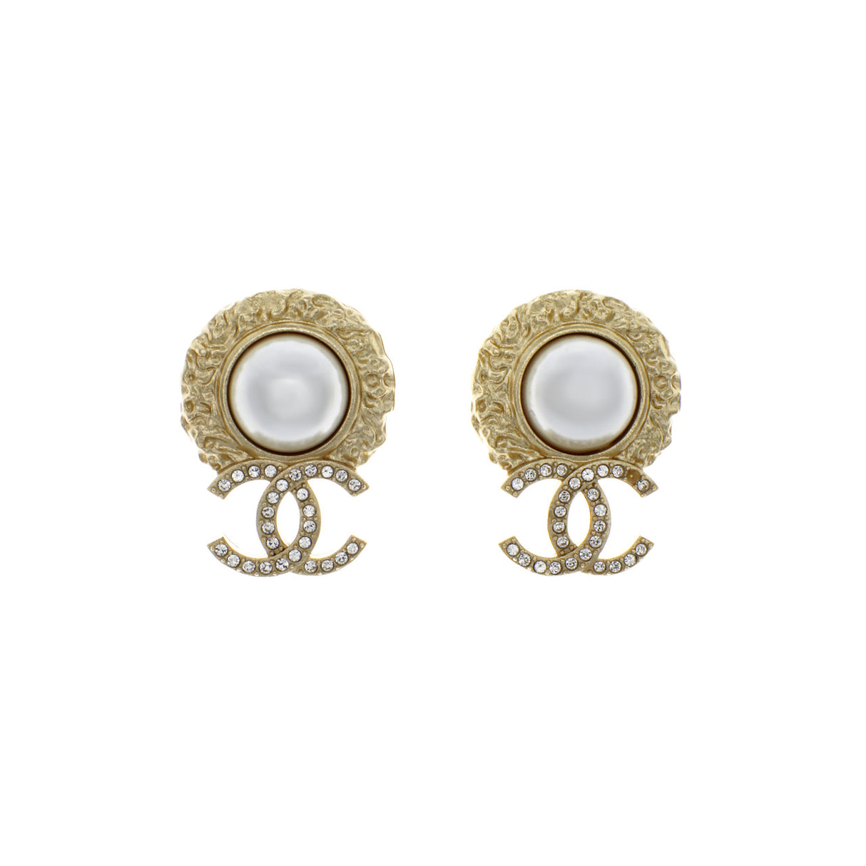 Chanel CC Pearl Crystal  Earrings