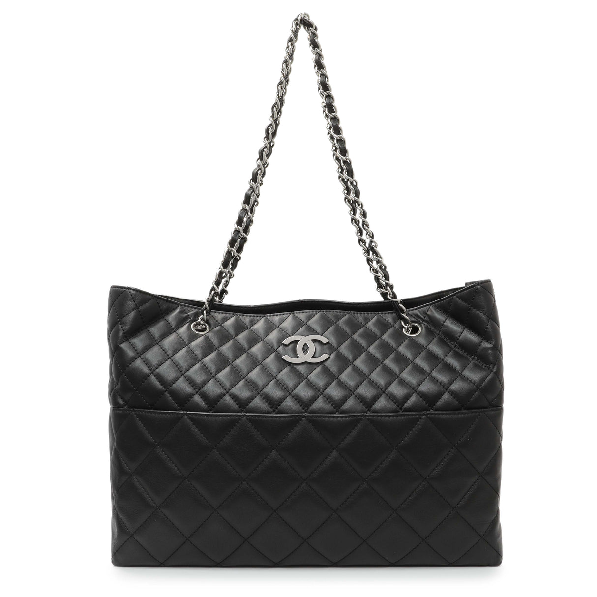 Chanel Black Calfskin Quilted Large In the Business Tote Handbags Chanel