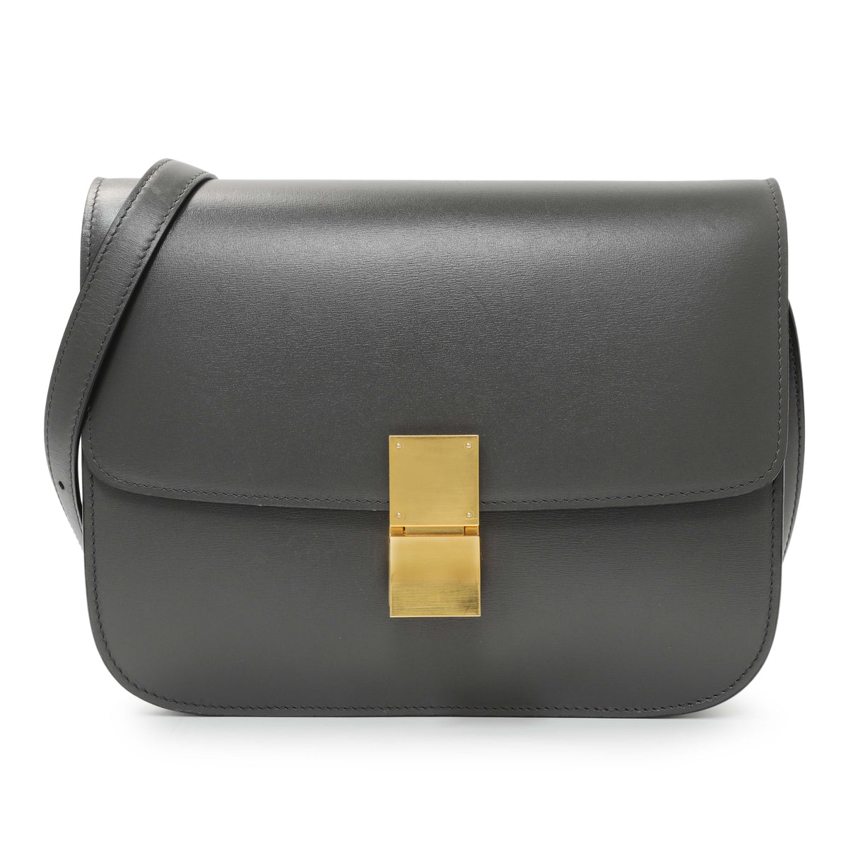 Celine Grey Smooth Calfskin Medium Classic Box Flap Handbags Celine