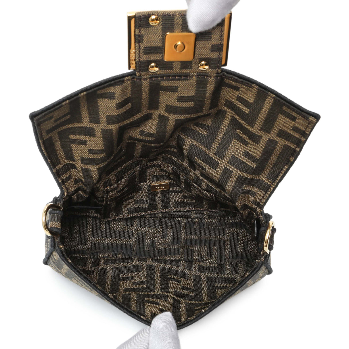 Fendi Fabric Jacquard FF 1974 Mini Baguette Handbags Fendi