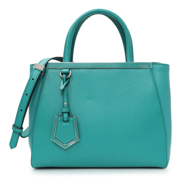 Fendi Teal Vitello Elite Petite 2Jours Tote Handbags Fendi