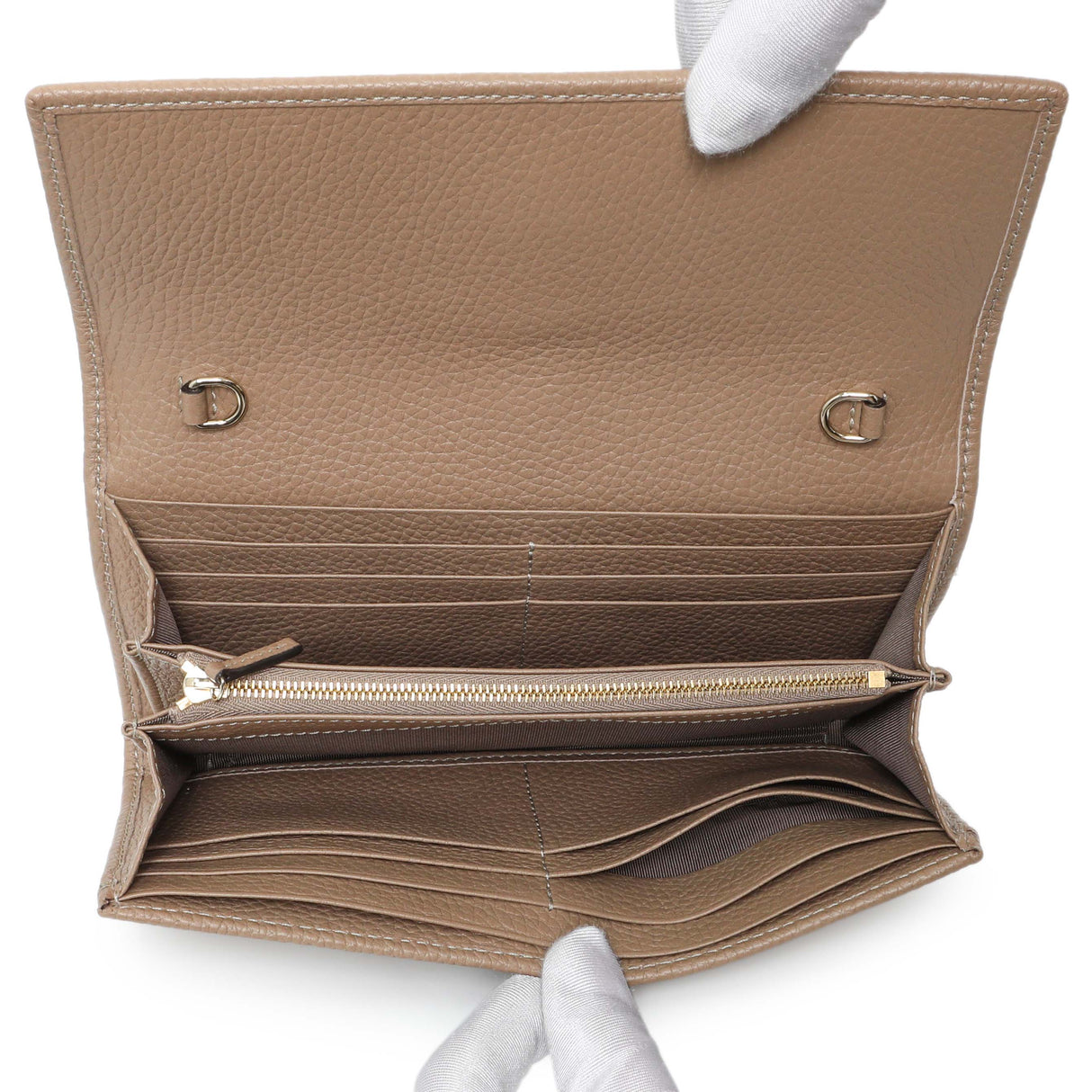 Gucci Beige Pebbled Calfskin Jackie 1961 Chain Wallet Handbags Gucci