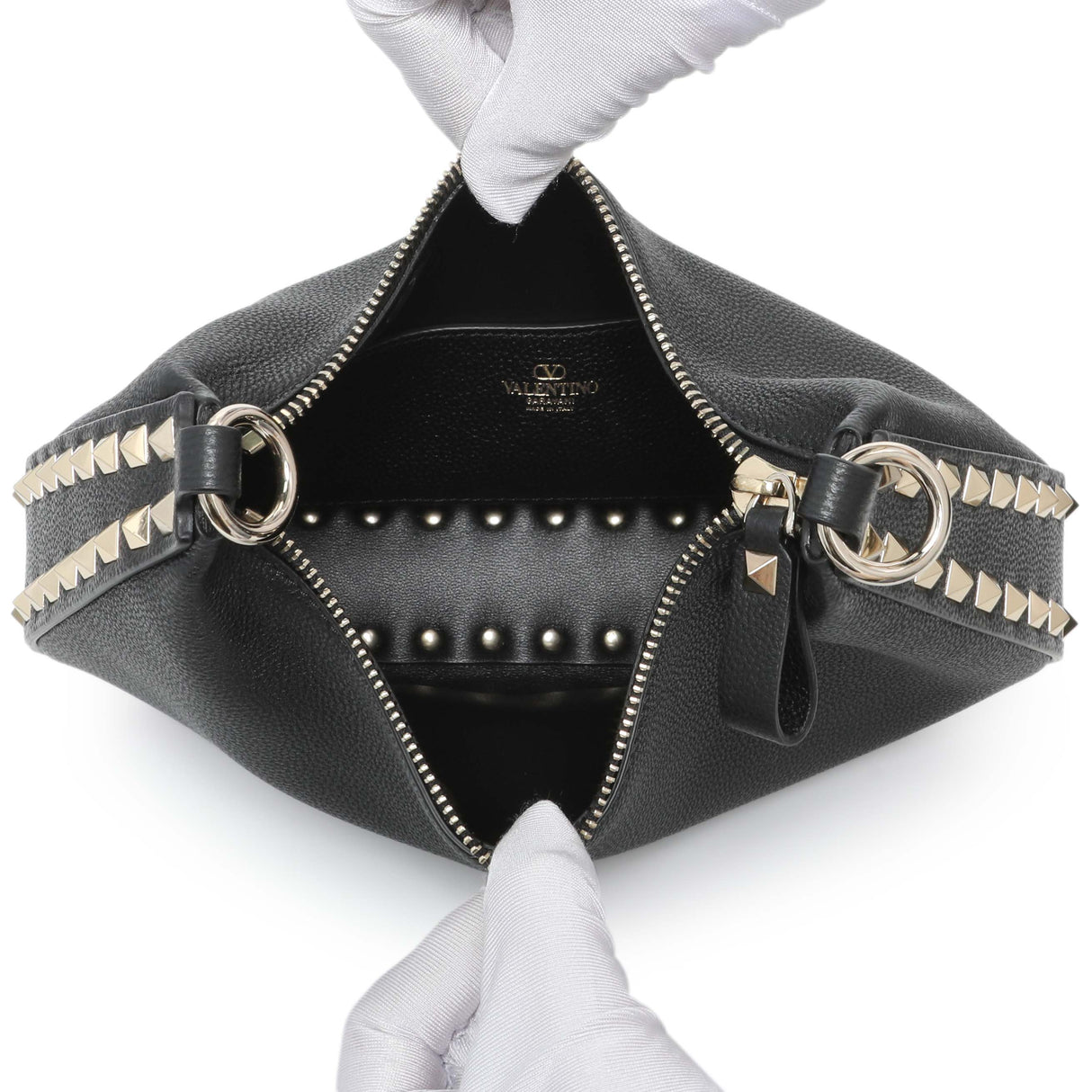 Valentino Black Grained Calfskin Rockstud Crossbody Handbags Valentino