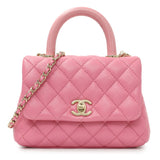 Chanel Pink Caviar Quilted Extra Mini Coco Handle Flap Handbags Chanel