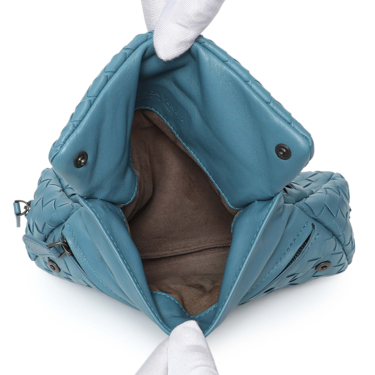 Bottega Veneta Blue Intrecciato Nappa Expandable Chain Crossbody Bag Intrecciato Nappa Handbags Bottega Veneta