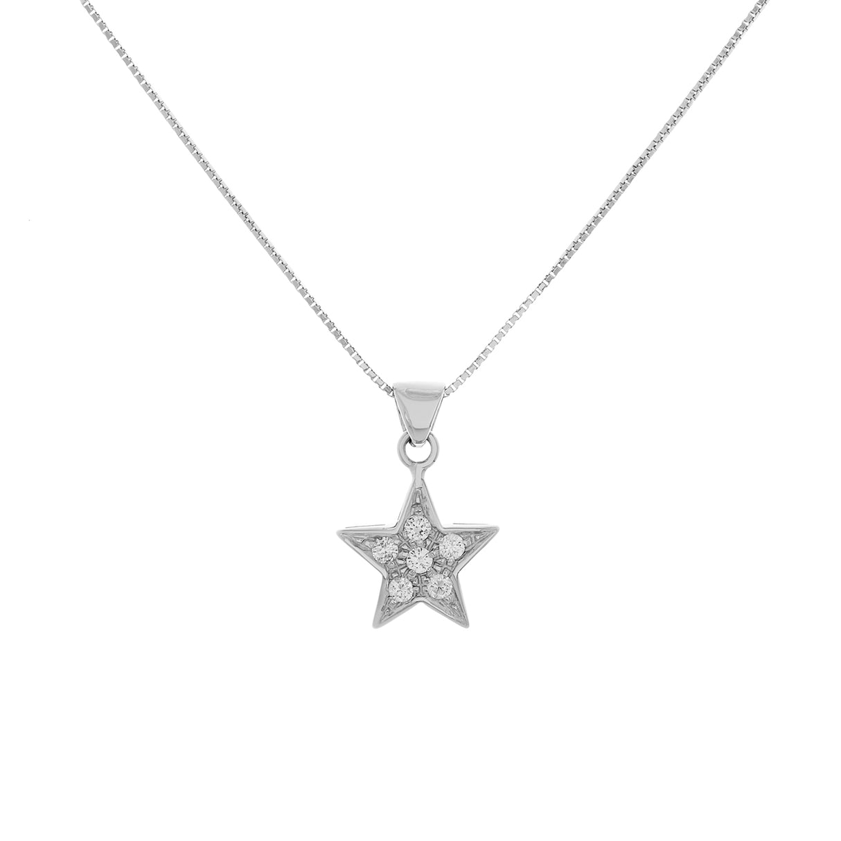 18K White Gold 0.30 Carat Diamond Star Pendant Fine Jewellery Modaselle