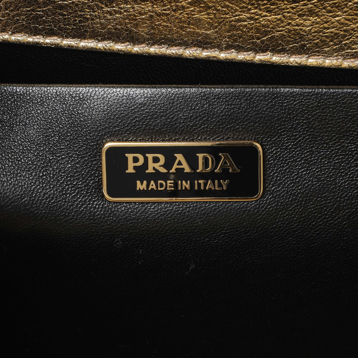 Prada Gold Saffiano Frame Shoulder Bag