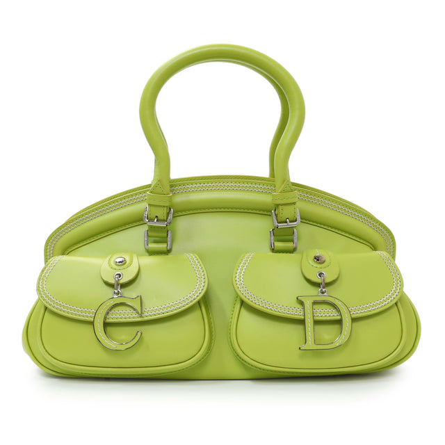 Christian Dior Green Calfskin Medium Detective Satchel Handbags Christian Dior