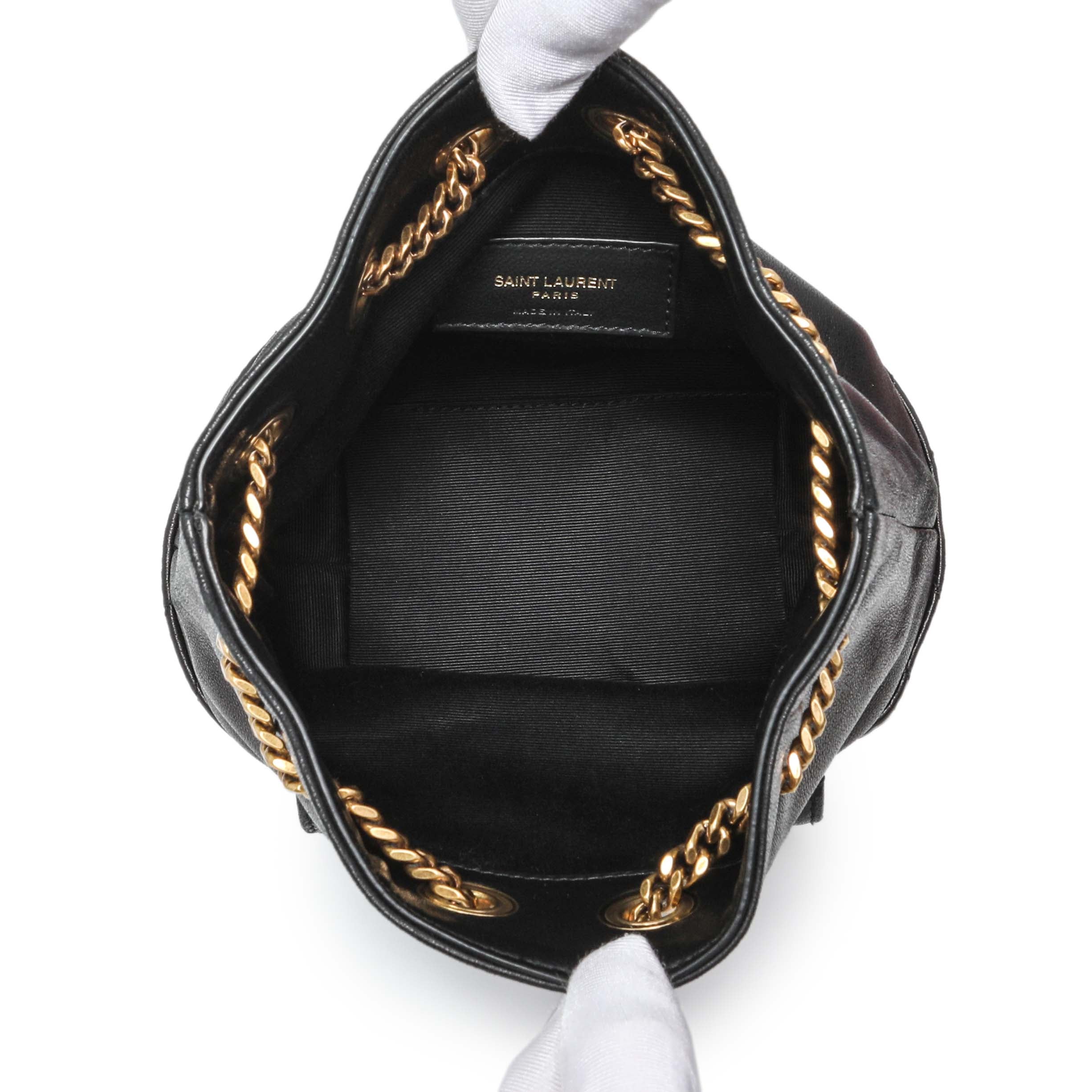 Saint Laurent Black Lambskin Matelasse Monogram Joe Nano Bucket