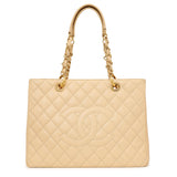 Chanel Beige Quilted Caviar Grand Shopping Tote GST