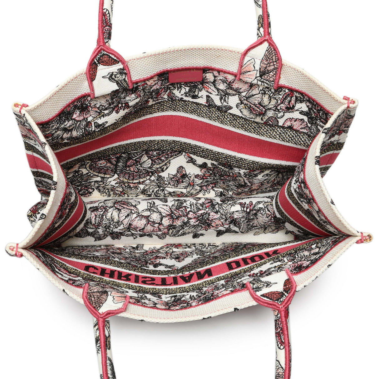 Christian Dior Butterfly Print Embroidered Medium Book Tote Handbags Christian Dior