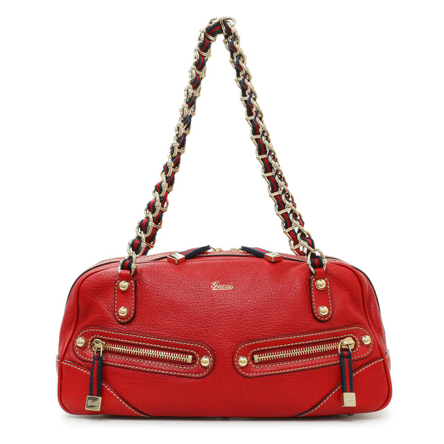 Gucci Red Calfskin Capri Small Bowler Handbags Gucci
