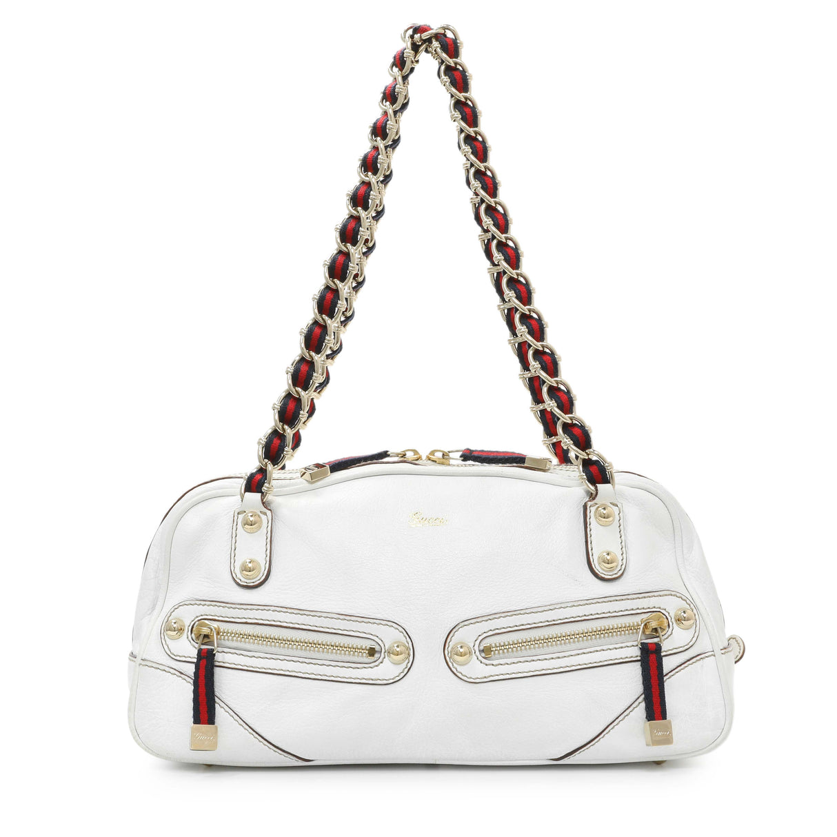 Gucci White Calfskin Capri Small Bowler Handbags Gucci