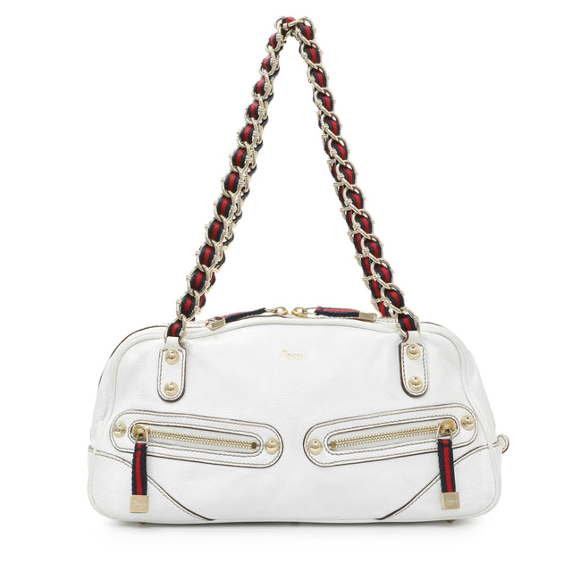 Gucci White Calfskin Capri Small Bowler Handbags Gucci
