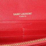 Saint Laurent Red Grain De Poudre Matelasse Chevron Monogram Chain Wallet Handbags Saint Laurent