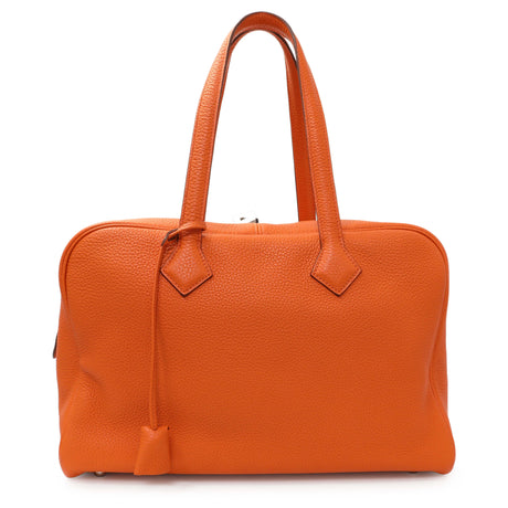 Hermes Orange Taurillon Clemence Victoria II 35 Handbags Hermes